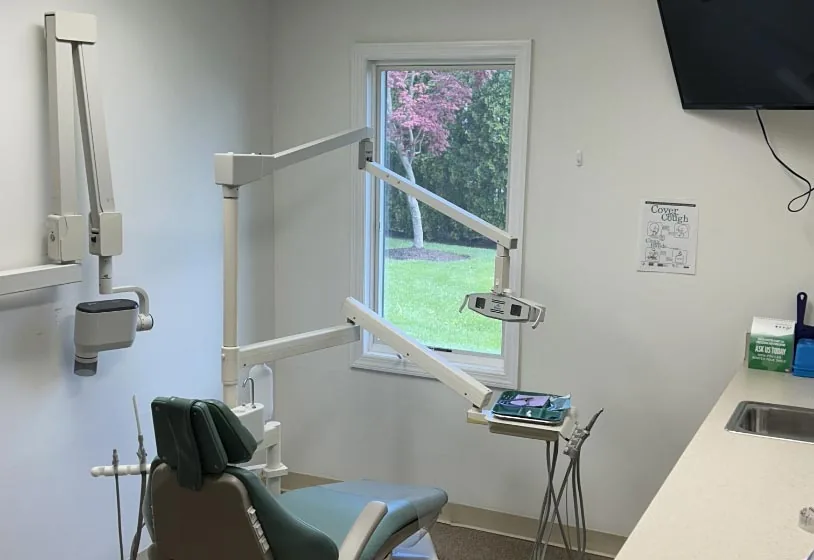 dental exam room with a view at Little Silver Family Dental